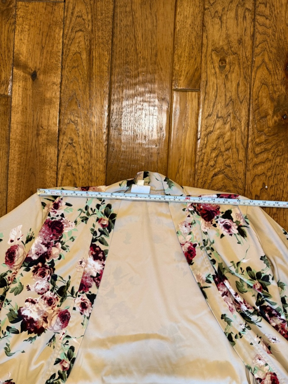 Floral Lace Robe Bridesmaid Getting Ready Boho Kimono Wrap Beige Roses POCKET - Picture 14 of 14